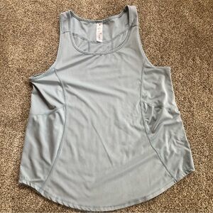 Yogalicious Womens Shirt Grey Blue Racerback Tank Top Sleeveless M Poly Span